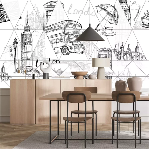 Fotobehang Londense symbolen in zwart-wit