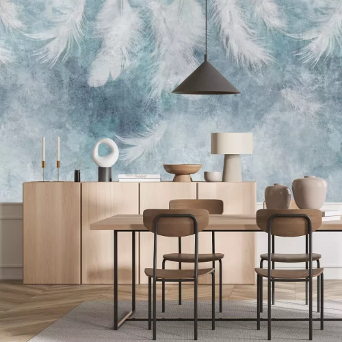 Fotobehang Veren op een blauwe betonnen achtergrond