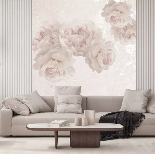 Fotobehang Pioenrozen in pastelkleuren op een gestructureerde achtergrond