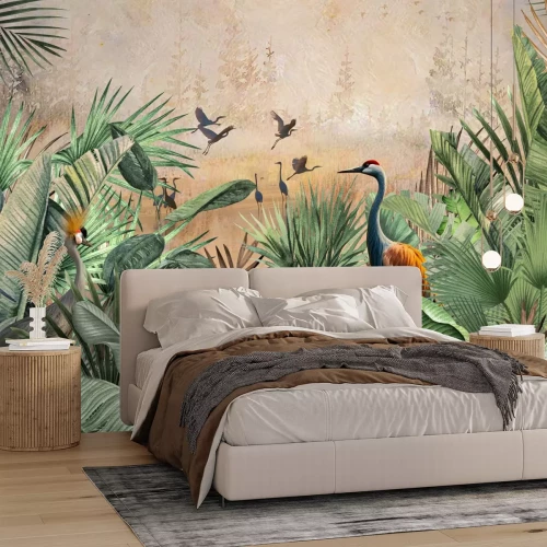 Fotobehang Kranen in een tropische jungle met planten