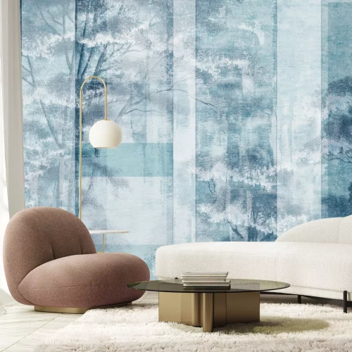 Fotobehang Bos abstract landschap in blauwe kleuren