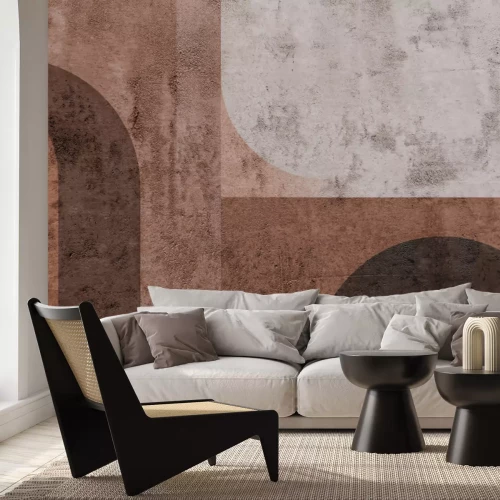 Fotobehang Geometrische figuren, moderne compositie in brons