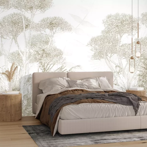 Fotobehang Tropische boscompositie in beige