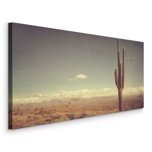 Canvas Vintage woestijnlandschapscactus