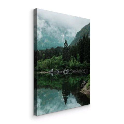 Canvas Groen landschap met bergmeer