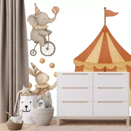 Sticker Leeuw olifant beer en konijn circusdieren