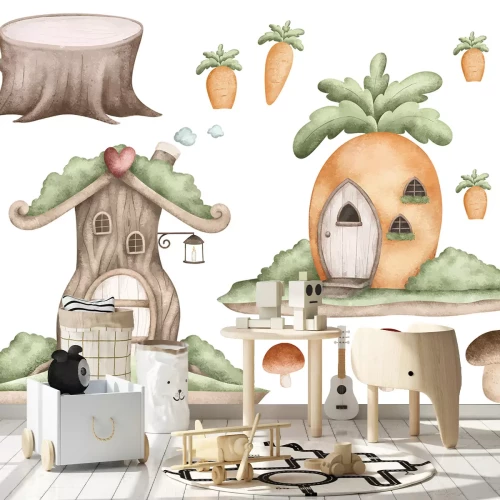 Sticker Waterverf sprookjeshuizen voor kinderen