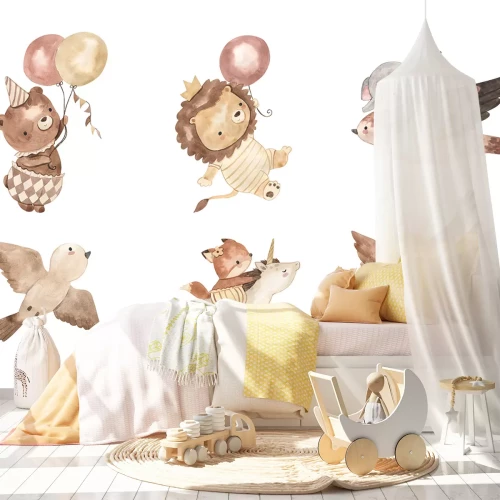 Sticker Schattige aquareldieren met ballonnen