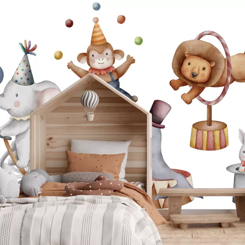 Sticker Aquarel circus-thema dieren