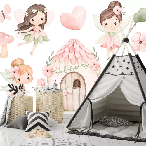 Sticker Aquarelfeeën en bloemen