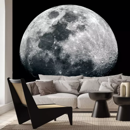 Fotobehang Foto van een volle maan met hoog contrast