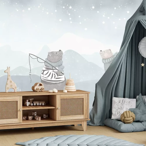 Fotobehang Een sprookjesachtig tafereel van winterse bergen