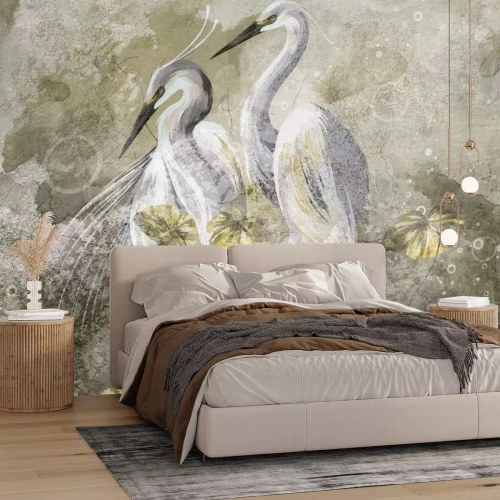 Fotobehang Reiher in einem abstrakten Ansatz V3