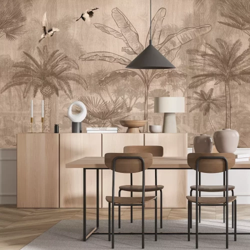 Fotobehang Vintage landschap met palmbomen