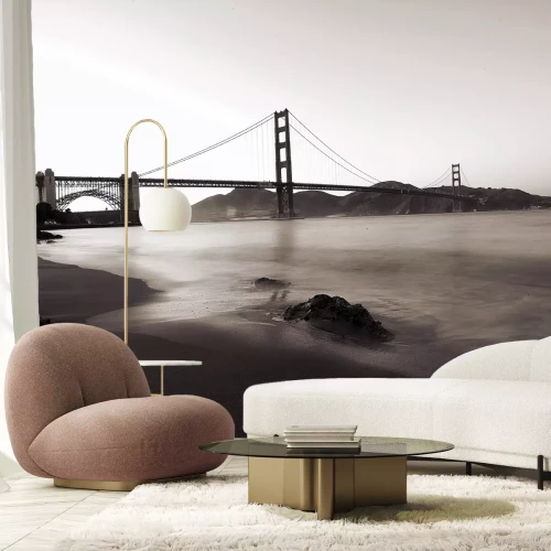 Fotobehang Monochroom landschap met de Golden Gate Bridge