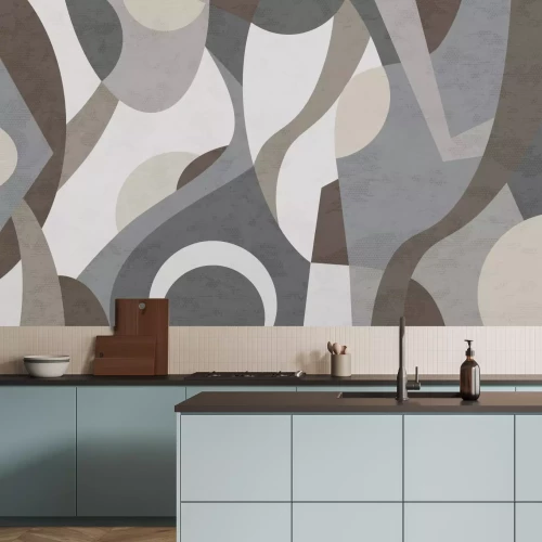 Fotobehang Geometrische abstractie grijs en bruin kleuren modern patroon