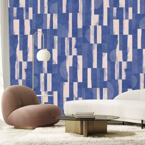 Fotobehang Geometrische abstractie in blauwe kleuren, modern design