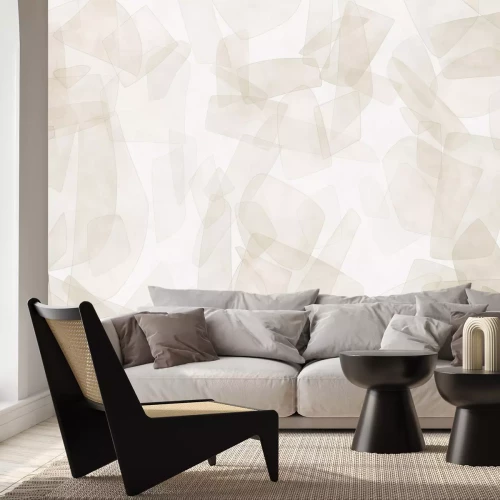 Fotobehang Geometrische vormen in aquarelstijl op een lichte achtergrond, minimalistisch patroon