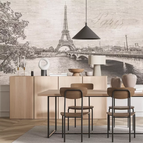 Fotobehang Vintage landschap Parijs met klassieke Eiffeltoren