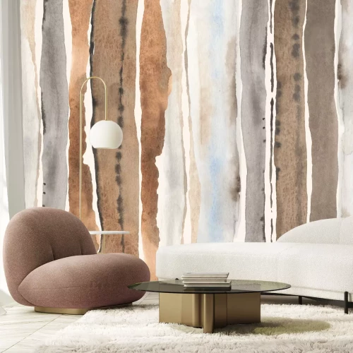 Fotobehang Aquarelpatroon met verticale vintage strepen