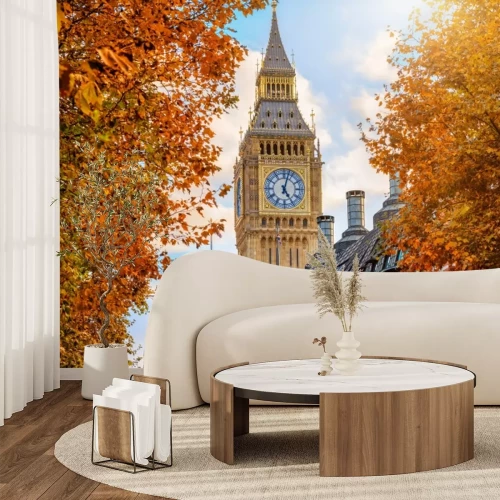 Fotobehang Herfstlandschap met uitzicht op de Big Ben in Londen