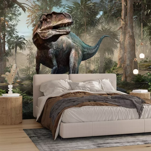 Fotobehang Dinosaurus in de tropische jungle