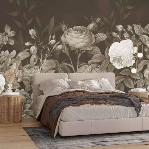 Fotobehang Vintage Sepia Rozen