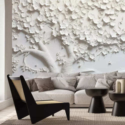 Fotobehang 3D bloeiende kersenboom