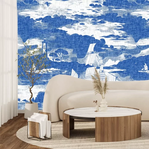 Fotobehang Abstract zeegezicht in blauwe tinten