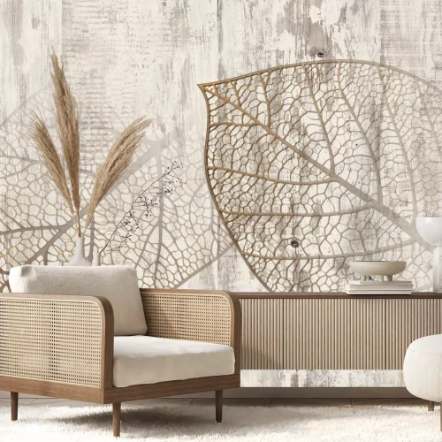 Fotobehang 3D bladeren