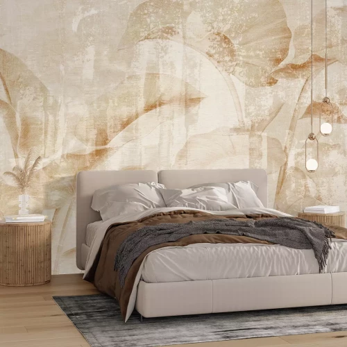 Fotobehang Beige bladeren