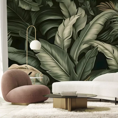 Fotobehang Grote bananenbladeren