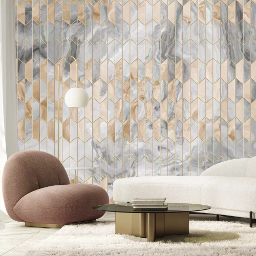 Fotobehang Geometrische abstractie met een marmermotief