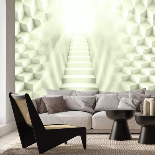 Fotobehang Een driedimensionaal patroon met een trapelement