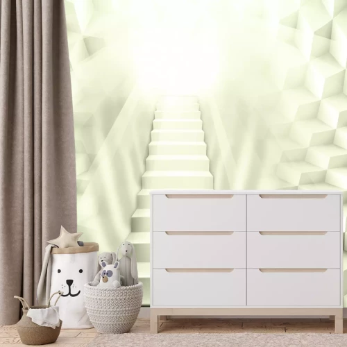 Fotobehang Een driedimensionaal patroon met een trapelement