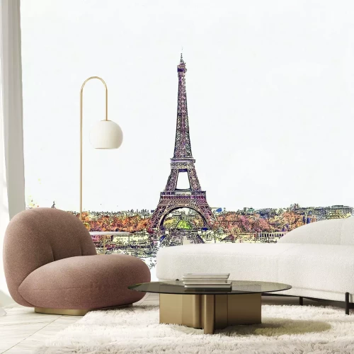 Fotobehang Kleurrijke aquarel van pittoresk Parijs