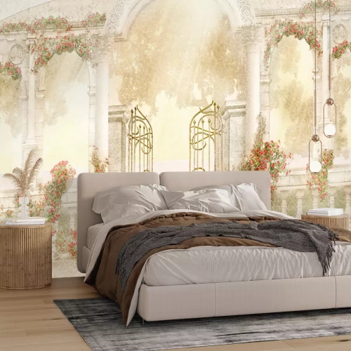 Fotobehang Historische architectuur omgeven door een bloementuin