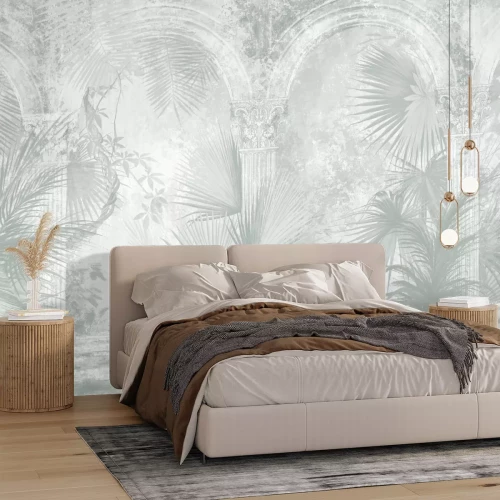 Fotobehang Oude bogen omgeven door weelderige tropische vegetatie