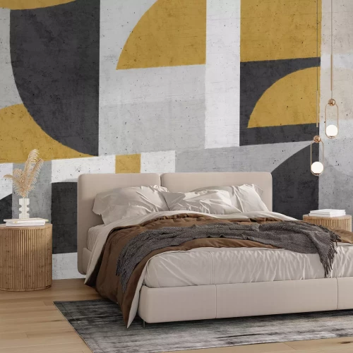 Fotobehang Geometrische vormen op beton