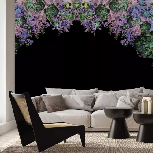 Fotobehang Delicate roze bloemen op een witte achtergrond