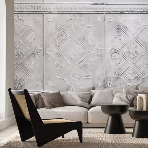 Fotobehang Ruw grijs met subtiele ornamenten