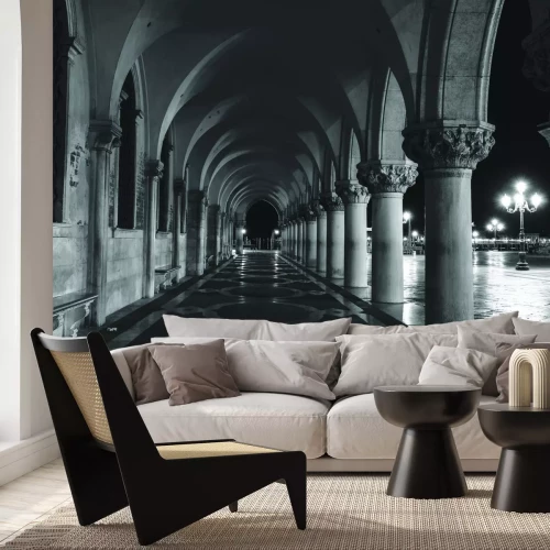 Fotobehang Monochrome foto van historische zuilen