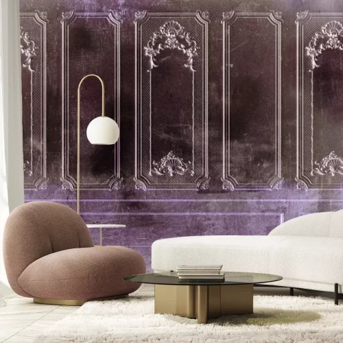 Fotobehang Barok ornament op een grijze muurachtergrond