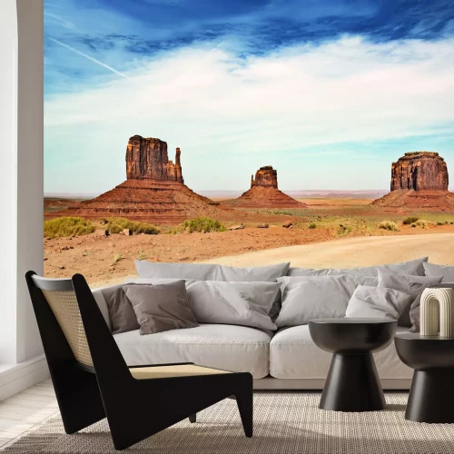 Fotobehang Het woestijnlandschap van Monument Valley