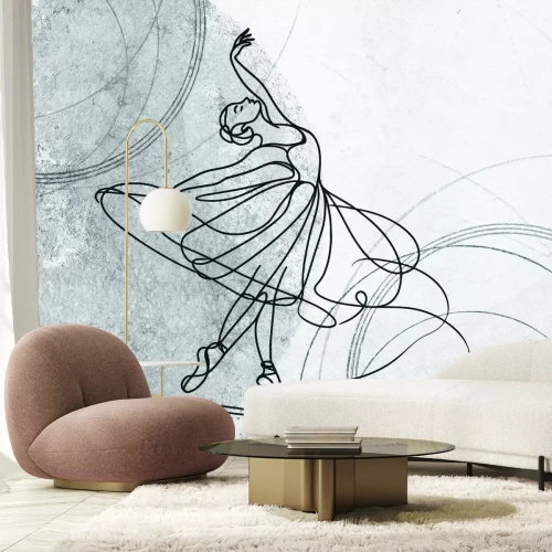 Fotobehang Schetsmatig silhouet van een balletdanser in een pose