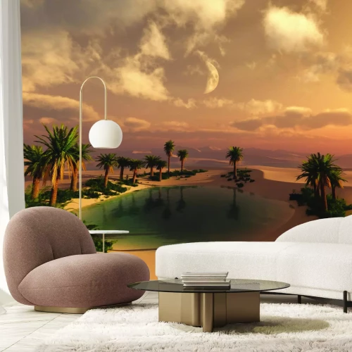 Fotobehang Een tropische oase in het woestijnzand