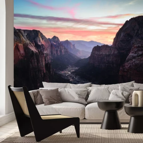 Fotobehang Majestueuze kliffen in het licht van de ondergaande zon