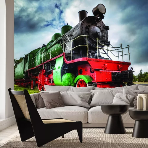 Fotobehang Klassieke locomotief met een vintage look