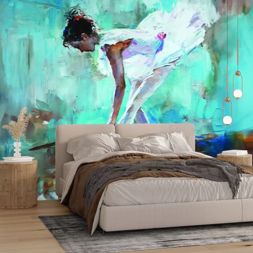 Fotobehang Aquarelportret van een delicate ballerina