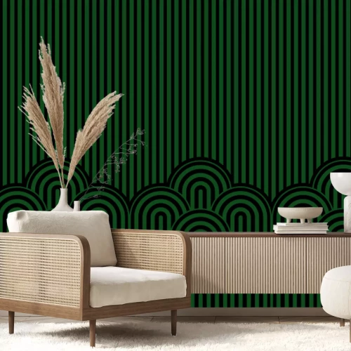 Fotobehang Roze patroon met verticale strepen en bogen